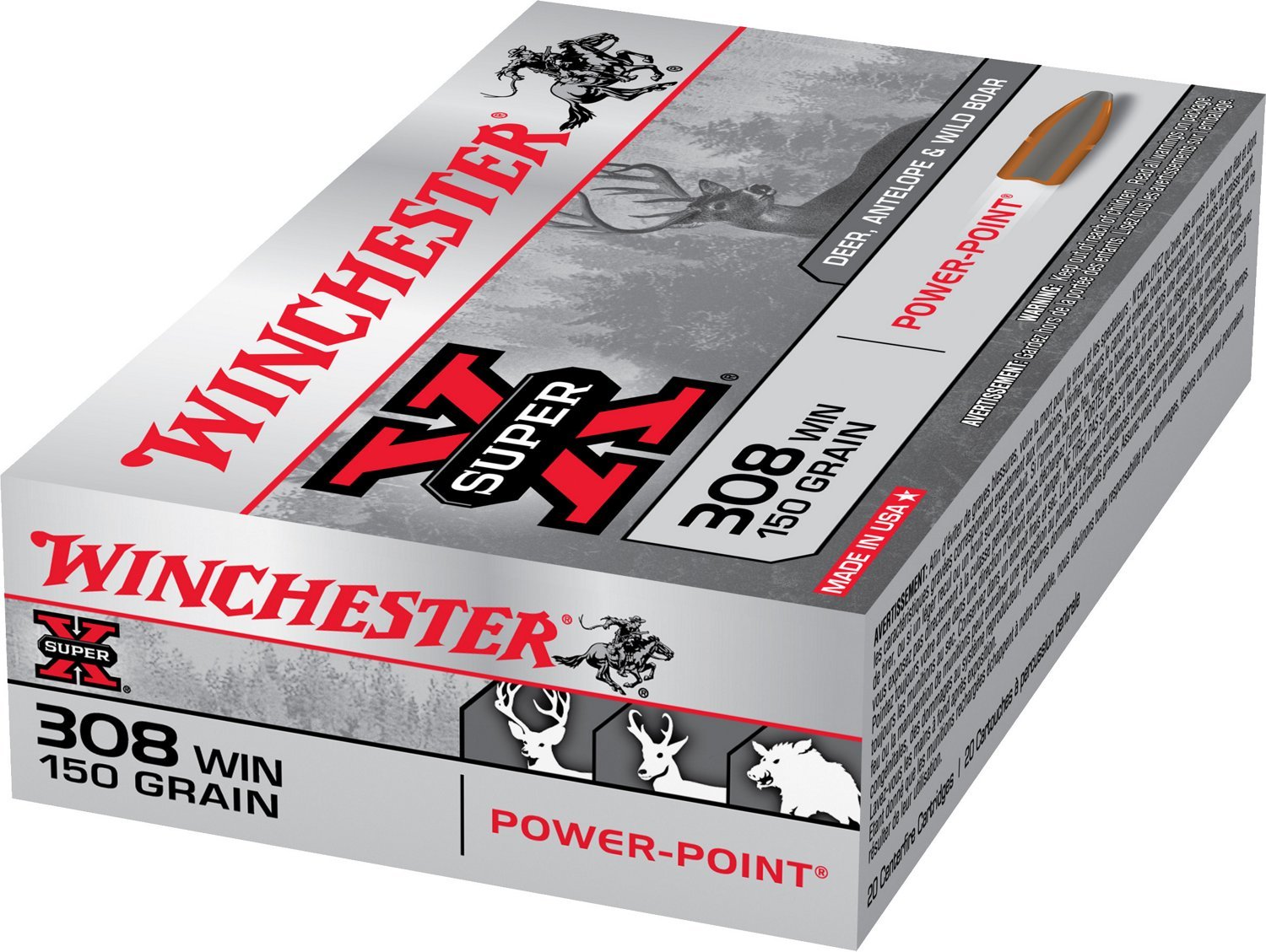 Winchester Super-X Power-Point .308 Winchester 150-Grain Rifle Ammunition - 20 Rounds