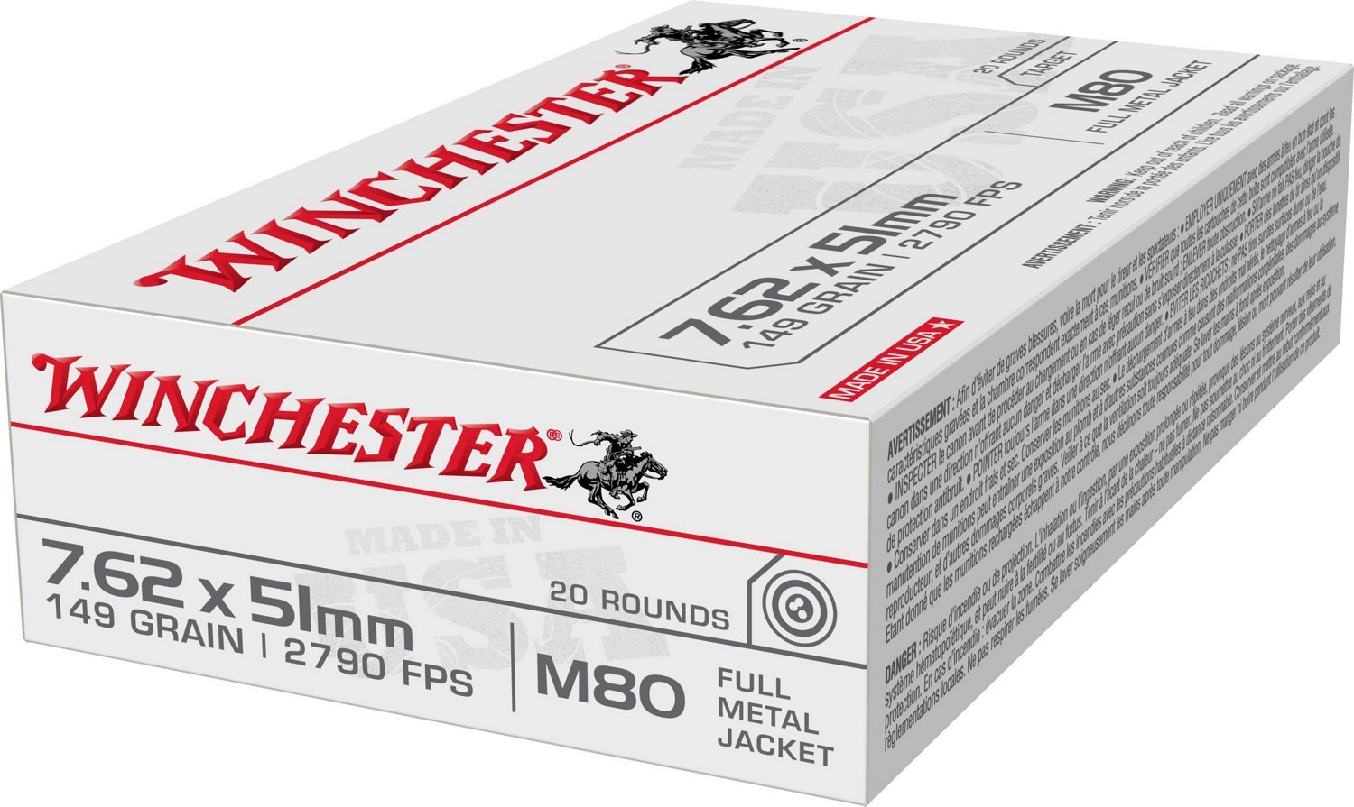 Winchester USA 7.62 x 51mm NATO 149-Grain Ammunition - 20 Rounds